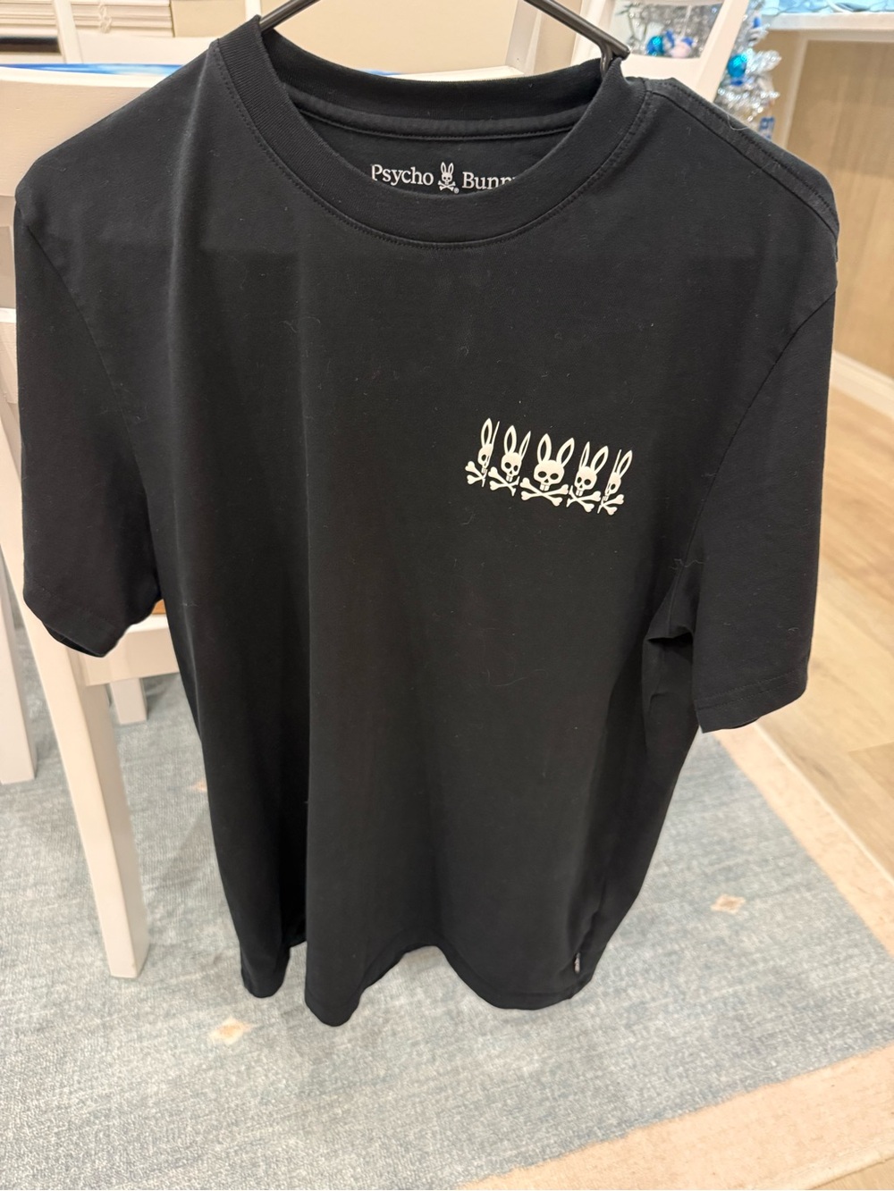 Psycho Bunny Black Tee with White Bunny Row Logo